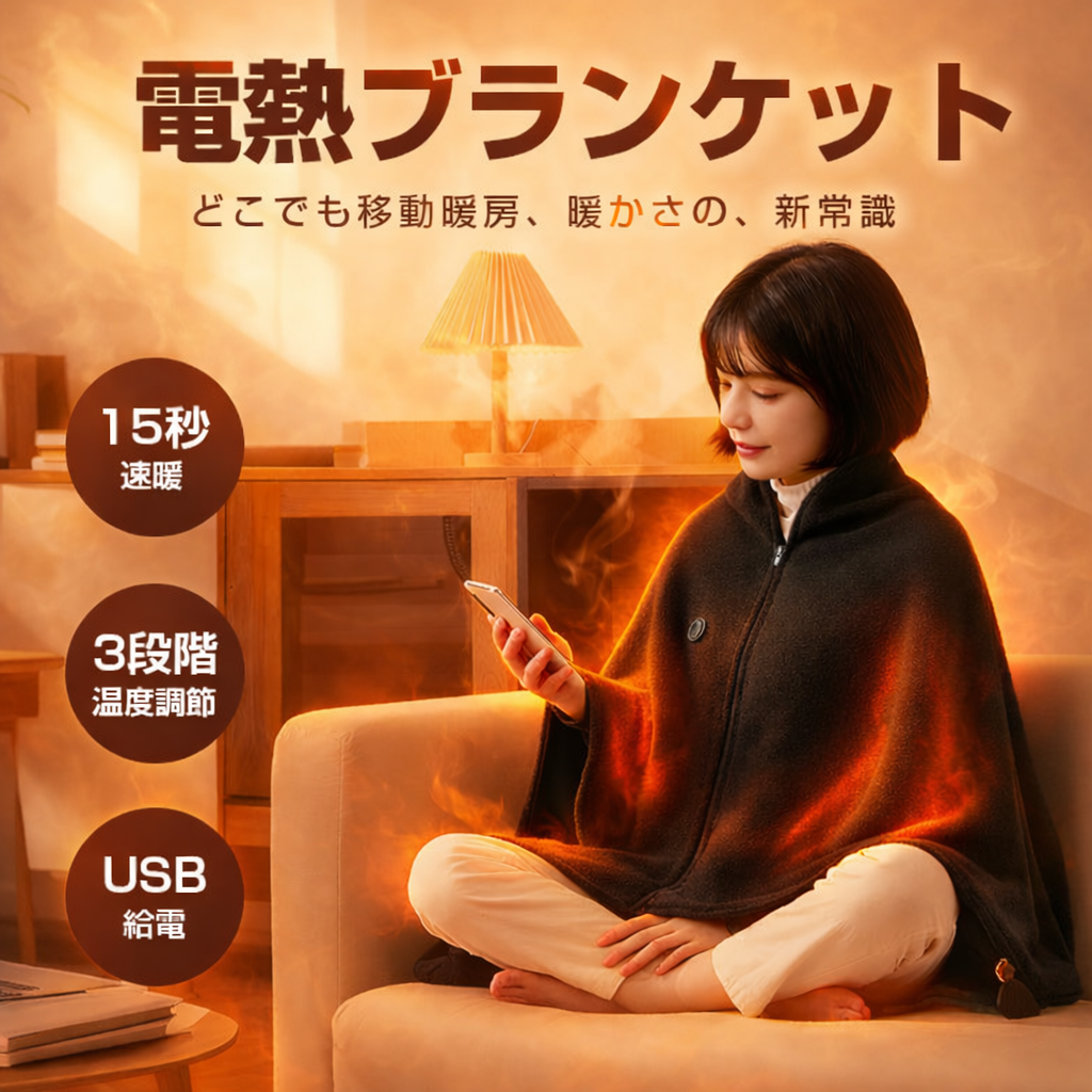 RakuHeat™　売上No.1🎖️ USB電熱ブランケット🔥