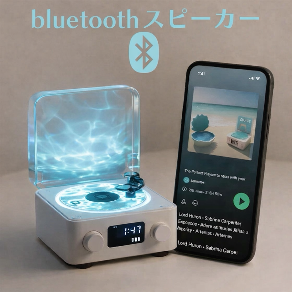 WaveLoom™️ 置き時計＆癒しBluetoothレコード風スピーカー